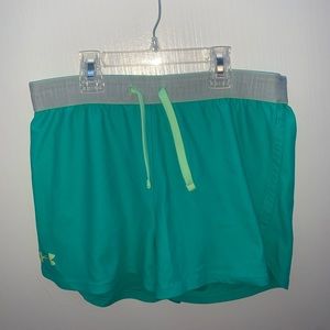Light neon green under armor athletic wear shorts
